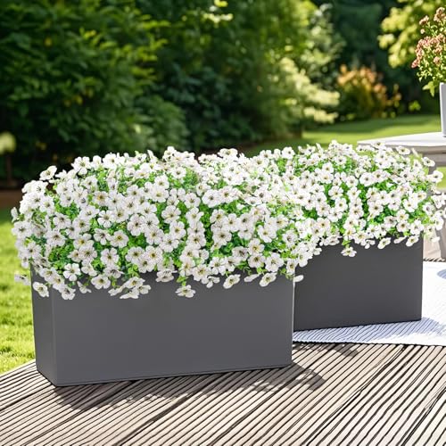 20 Bundles Artificial Flowers for Outdoors Decoration Fake Silk Flowers UV Resistant Faux Plants Artificial Daisy Eucalyptus for Spring Summer Garden Yard Porch Window Home Decor, White - color: White