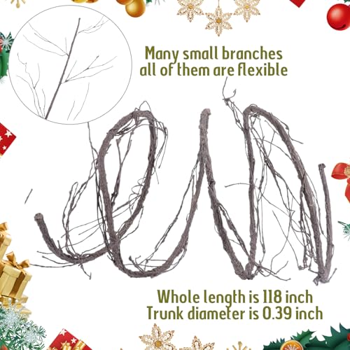 118"/300cm Small Wall Hanging Artificial Cherry Blossom Tree Branches Fake Cane Vines Reptile Plants Grapevine Garland Liana Twigs Wreath for Garden Outdoor Wedding X'Mas Ceiling Decoration - size: Small