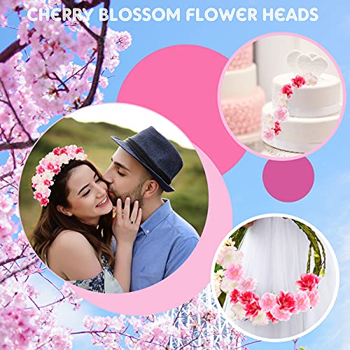 Dilunave 100 Pcs Artificial Cherry Blossom Flower Heads for Crafts Bulk Faux Silk Plum Blossom Petals for DIY Gift Accessories Wedding Floral Party Decoration, 1.5 Inch (4 Colors) - color: 4 Colors