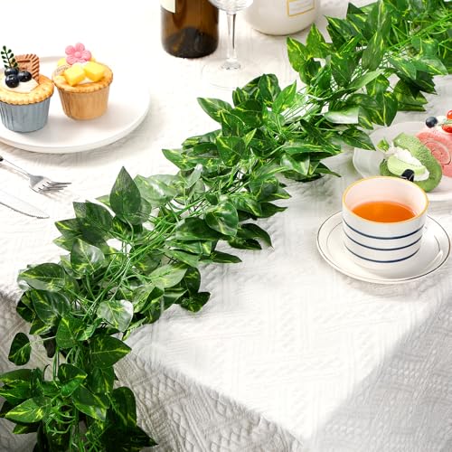 24 Pcs 158ft Fake Vines Bulk Artificial Ivy Garland Greenery Hanging Vines Leaves for Rainforest Fall VBS 2026 Decorations Jungle Themed Party Bedroom Wedding Garden Wall - size: 158ft