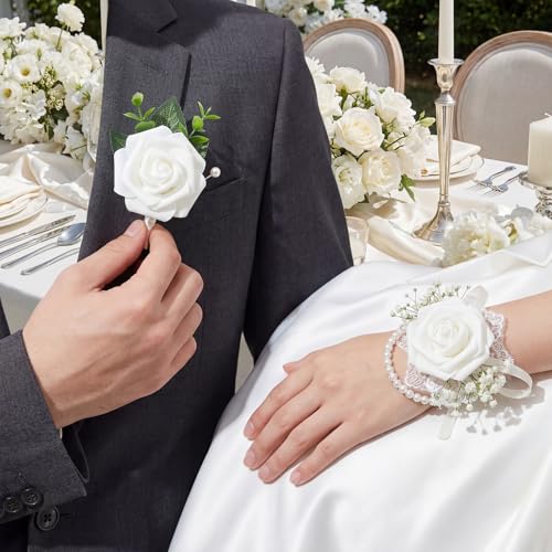50 PCS Pure White Foam Rose Stemless Artificial Flower Head Bulk 2.75in Mini Fake Simulated Eternal Flores Roses Flower for DIY Craft Bridal Bouquets Centerpieces Arrangement Home Decoration - color: Pure White
