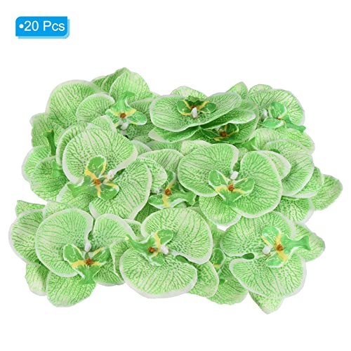 PATIKIL 10cm/3.9" Artificial Orchid Flower Heads, 20 Pack Silk Phalaenopsis Fake Butterfly Orchid Heads for Wedding Floral Bouquet Decor DIY Craft Making, Green - color: Green, size: 3.9"
