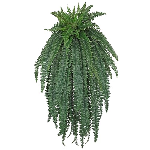 GnFlus Artificial Boston Fern 57 Inch Faux Fern with 59 Fronds, Realistic Ferns Artificial Plants Large Silk Fern Bush for Outdoor Indoor Hanging Planter, Porch Patio Home Farmhouse Garden Decor - size: 59 fronds