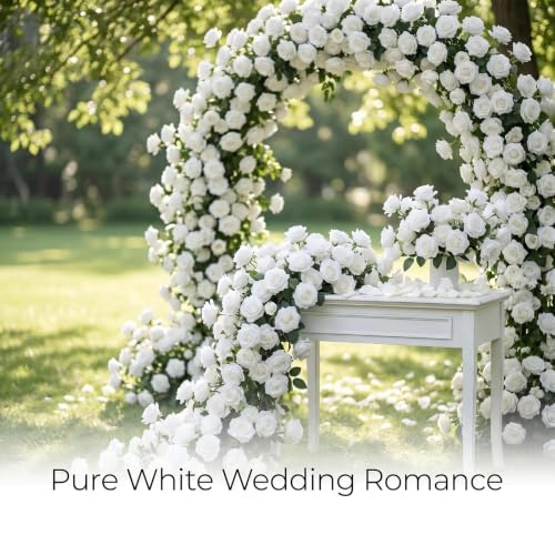 White Artificial Roses Bulk,50PCS 4in Large Fake Roses Faux Giant Flowers - color: White