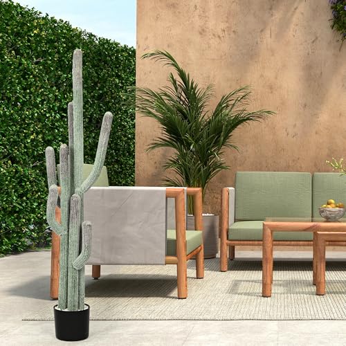 Artificial Cactus 51 Inch Tall Faux Cactus Plant with Black Planter Faux Plants 4.3Ft Cactus Plant Indoor Outdoor Fake Cactus Tree for Home Office