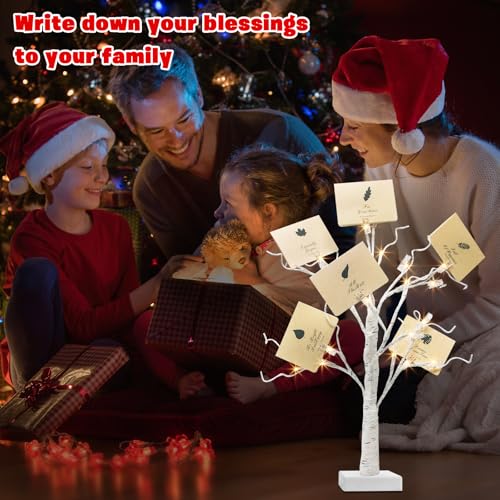PEIDUO Money Tree, 22 Inch Gift Card Tree Holder with 6 Clips and 6 Greeting Cards, 24 Warm White Birch Tree with Lights, Christmas Tree Card Holder for Birthday Wedding Indoor Xmas Decorations - style: Money tree