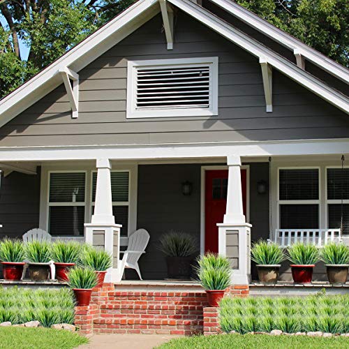 JEMONG 30 Bundles Artificial Grasses Outdoor UV Resistant Fake Grasses No Fade Faux Plastic Plants Garden Porch Window Box Decorating… - color: Green Grass, size: 30Bundles