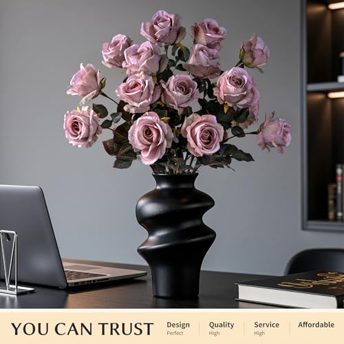 Artificial Flowers Artificial Roses Fake Roses 23.2In Long Stem Artificial Flowers for Tall Vase Silk Rose Suitable for Indoor Decor Wedding Party Decoration DIY Bouquet Autumn 20PCS (Pink) - color: Pink