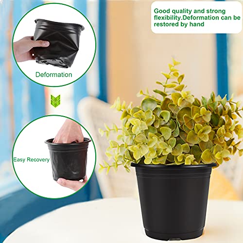 Augshy Nursery Pots, 110 Pcs Black Plastic Plant Pots 4 Inches Seed Starting Pots Containers with 110 Labels - size: 4 Inches