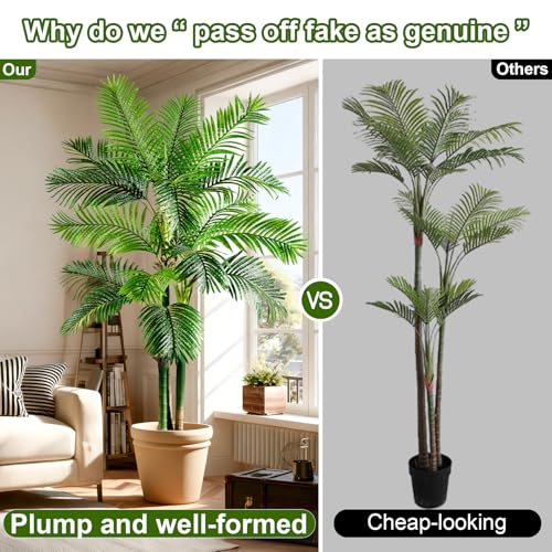 Big Faux Tropical Trees Tall Artificial Palm Tree Indoor Outdoor Realistic Floor Plants Large Fake Plant for Home Living Room Office Decor Porch Outside Patio arboles para Modern Farmhouse decoracion - color: Multi Pole Palm Tree, size: 6ft
