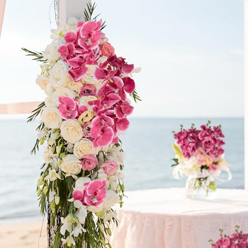 6 PCS Artificial Orchid Stems 33.5" Tall 9 Large Petals Fake Fuchsia Phalaenopsis Flower Arrangements for Home Wedding Living Room Table Centerpiece Office Table Decor Fuchsia - color: Fuchsia（6pcs）