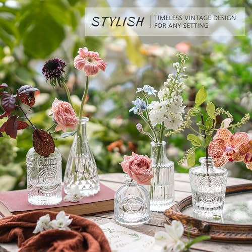 SUPMIND Glass Bud Vase Set of 5, Clear Small Flower Vases for Centerpieces in Bulk, Mini Vintage Vase for Rustic Wedding, Home,Table - color: Clear, size: 5Pcs