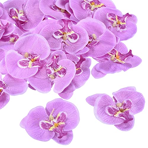 PATIKIL 9cm/3.5" Artificial Orchid Flower Heads, 20 Pack Silk Phalaenopsis Fake Butterfly Orchid Heads for Wedding Floral Bouquet Decor DIY Craft Making, Light Purple - color: Light Purple, size: 3.5"