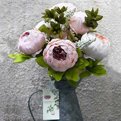 FiveSeasonStuff Vintage Artificial Peonies Silk Peony Flowers and Hydrangeas for Wedding Bridal Home Décor – Beautiful Floral Centerpiece Arrangement Decoration with 2 Bouquets (Rosy Pale Pink) - color: Rosy Pale Pink