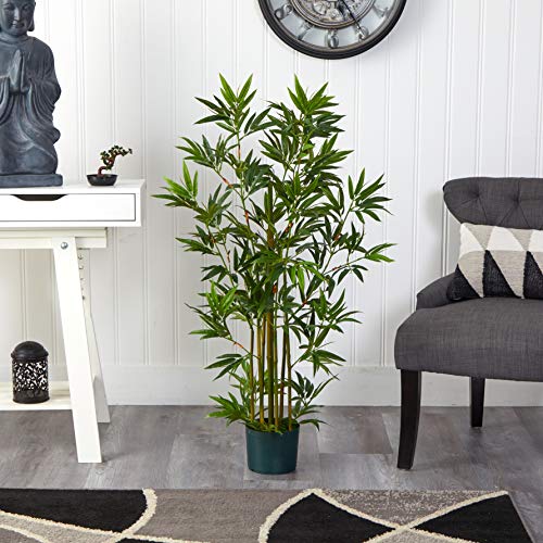 Nearly Natural 4ft Artificial Bamboo Plant Faux Greenery for Indoor Home Office Decor