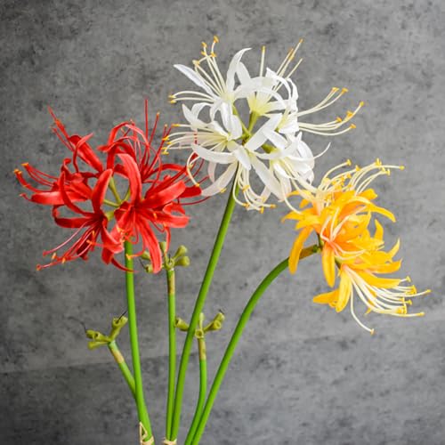 6 Sets 67 CM Lycoris Radiata Artificial Spider Lily Flowers Stonegarlic Clusteramaryllis for Home Garden Wedding Party Decor (Pure White) - color: Pure White