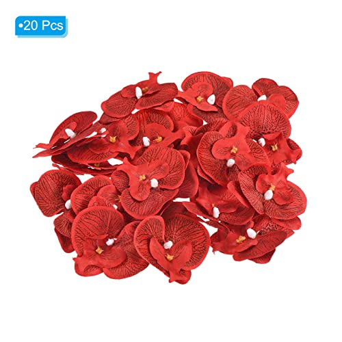 PATIKIL 7cm/2.8" Artificial Orchid Flower Heads, 20 Pack Silk Phalaenopsis Fake Butterfly Orchid Heads for Wedding Floral Bouquet Decor DIY Craft Making, Red - color: Red, size: 2.8"