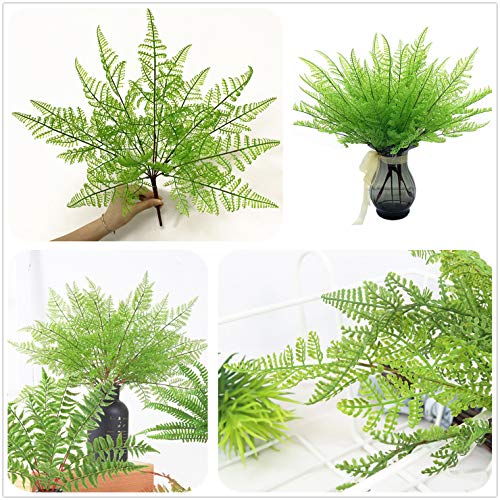 Artificial Plants, Fake Fern Plastic Shrubs Greenery Bushes Grass Home Garden four seasons Outdoor UV Resistant Window Box Verandah Planter Filler Indoor Wedding Decor DIY Christmas Decoration 2 Pack - color: Fern Leaves - 2 Pack