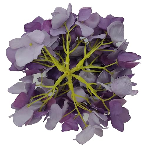 7.1''Purple Hydrangea Artificial Flowers,10Pcs Artificial Silk Hydrangea Heads,81 Petals Faux Hydrangea Flowers Heads with Stems for Home Wedding Baby Shower Decor(Eggplant Purple) - color: Purple
