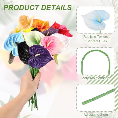 uxcell 4Pcs 11inch Artificial Anthurium Lily Flowers, Permanent Flower Bouquet for Home Arrangements Wedding Festival Decoration Crafts Store Decor Accessories, Light Blue - color: Light Blue