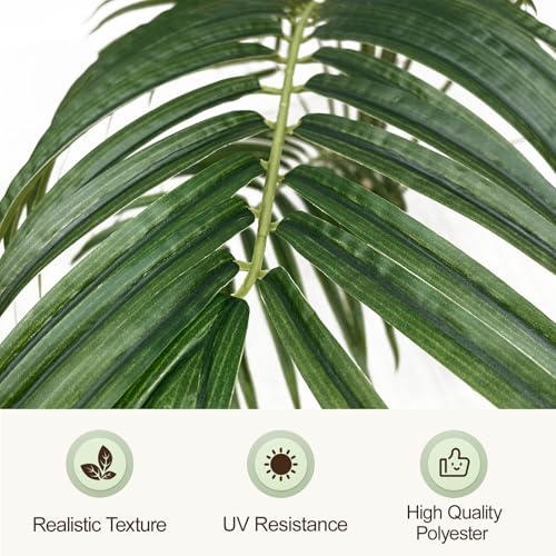Artificial Palm Tree 7ft Tall Fake Palm Tree Indoor Decor with 18 Leaves and Real Bark Design Faux Tropical Areca Palm Silk Floor Plant in Pot for Home Office Living Room Bedroom Decor 1pcs - size: 7ft