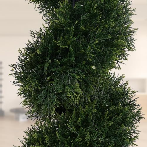 Two 5 Foot 4 Inch Artificial Cypress Spiral Trees Potted Indoor or Outdoor