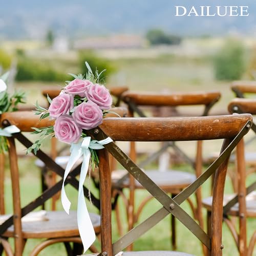 Artificial Roses Flowers 25Pcs Real Touch Roses with Stem Foam Fake Roses for DIY Wedding Bouquets Centerpieces Arrangement Party Baby Shower Home Decorations (Pink) - color: Pink