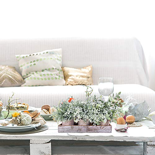 Winlyn 3 Pack Potted Plants Artificial Eucalyptus Boxwood Fern Greenery in Pots with Wood Planter Box for Farmhouse Cabinets Bath Table Bathrooms Mantle