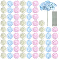 Auihiay 64Pcs Hydrangea Artificial Flowers Bulk, Faux Hydrangea Flowers Heads with Stems for Engagement Baby Shower Wedding Arch Birthday Anniversary Bridal Shower(Mixed Color) - color: White, Blue & Pink