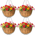 Unique Metal Iron Geometric Hanging Planter Set of 4 Stylish 12 Inch Extra Deep Coco Liner Breathable Heavy Duty Balcony Tree Hanging Basket Drop Weatherproof - size: 12 Inch, style: Geometric