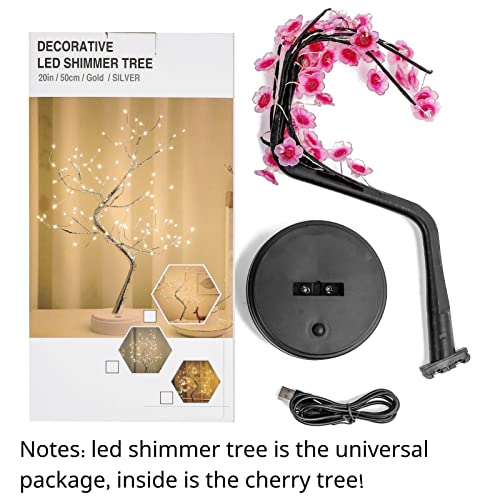 Cherry Blossom Tree Lamp, 18inch 36 Led Bonsai Tree Lights, Battery/USB Operated Japanese Decor Night Lights for Teacher Appreciation Graduation Back to School Bedroom Home Gift Idea,Warm White - size: 1ft 3in