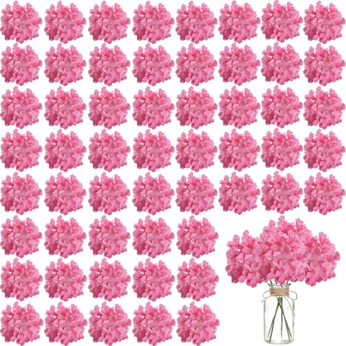 100PCS Artificial Hydrangea Flowers, Fake Flowers Silk Hydrangea Full Flowers Heads with Stems for Wedding Home Party Shop Baby Shower Decor (Bubble Pink) - color: Bubble Pink