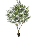8ft Tall Artificial Olive Potted Tree | Foliage: Designed with lush natural leaves and realistic olive fruits, crafted from premium silk material - size: 8ft 2in