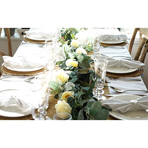 FiveSeasonStuff 29 Ft 4 Pack Rose Silk Flower Garland Artificial Flowers Decoration Hanging Floral Décor for Wedding Baby Shower Birthday Party Garden (Cream White) - color: Cream White