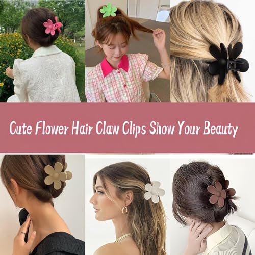 Flower Hair Clips, 8PCS Large Claw Clips for Women Thick Thin Hair, Big Cute Matte Hawaiian Flower Hair Claw Clips for Women Girls Styling Gifts 8 Colors - color: Color B:Bright Color