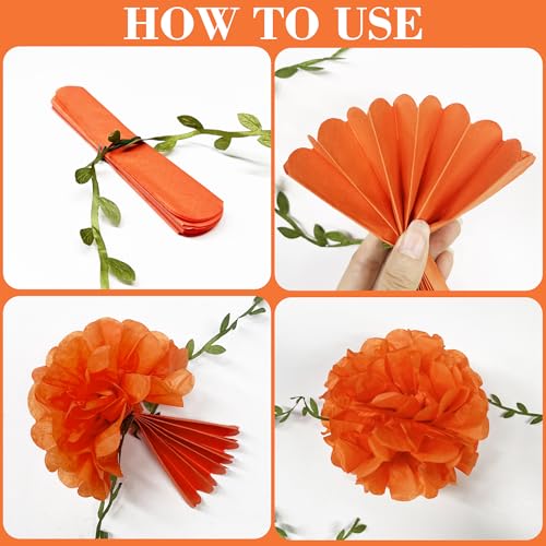 Rainbow Party Decorations Colorful Tissue Paper Flowers Pom Pom with Leaf Ribbon Hanging Garland Streamer for Multi-color Birthday Baby Shower Wedding Carnival Clown Fiesta Festival Party Supplies - color: Rainbow