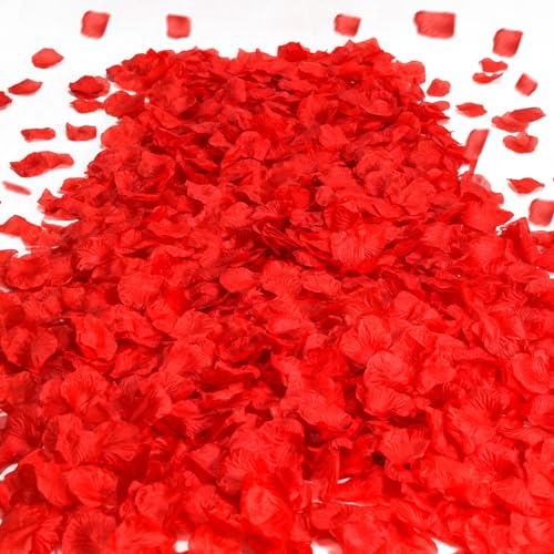 SITUMEIZI 1500 PCS Red Rose Petals Flower Artificial Fake Silk Rose Petals Decorations for Wedding Decor Romantic Night Event Party Engagement in Bulk - color: Red, size: 1500