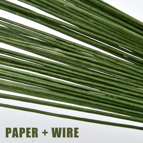 FOCCTS 60 Pack Floral Wire Stems, 2 Gauge 16 Inch Artificial Flower Stem Rods Green Sticks for Flower Bouquet, Wire Wreath Making Supplies