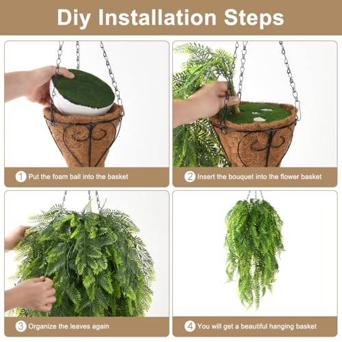 ZFProcess Artificial Faux Hanging Plants Basket for Spring Outdoor Summer Decoration, Fake Persian Grass Plant UV Resistant Look Real for Outside Porch Home Patio Balcony Yard(Persian Grass) - color: B Green