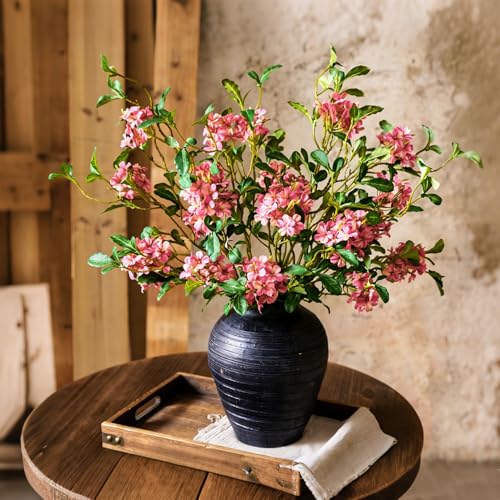 5PCS Faux Stems Artificial Branches with Flowers for Tables Decor,Silk Faux Flower Stems with Branches for Vases for Home Office Kitchen, Dinning Room,Living Room Decorations(Rose Pink) - color: Rose Pink