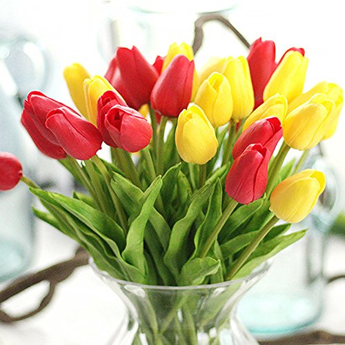30 pcs Real-Touch Artificial Tulip Flowers Home Wedding Party Decor - color: Red