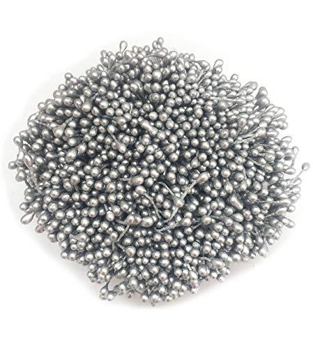 1800 Pcs 1.5mm Mini Pearl Double Heads Flower Stamen Pistil Handmade Artificial Flowers Wedding Party Home Decoration DIY Christmas Scrapbook Accessories Silver - color: Silver