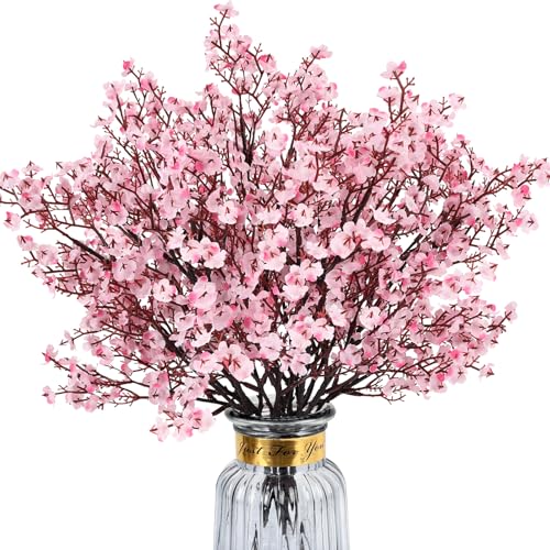 Babys Breath Artificial Flowers, 8 Bundles Cherry Blossom Pink Real Touch Fake Silk Flowers Bulk for Vase Home Office Wedding Spring Indoor Outdoor Centerpiece Table Mother's Day Decorations - color: Cherry Blossom Pink, size: 8 Bundles