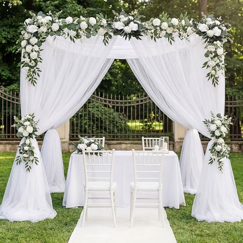 Yinder 120 Pcs 7 Kinds Artificial Eucalyptus Stems and Faux Flowers Bulk Mixed Fake Greenery Silver Dollar Eucalyptus Leaves Artificial Baby's Breath Dandelions for Wedding DIY Vase Floral Bouquets