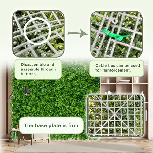 Greenery Faux Grass Wall Backdrop: 48"x128" (43 SQFT) UV-Anti Artificial Green Boxwood Panel for Patio Balcony Privacy & Ivy Fence Covering Privacy, Garden, Backyard Wall Backdrop Decor - color: 3D Style 1, size: 48"x128"