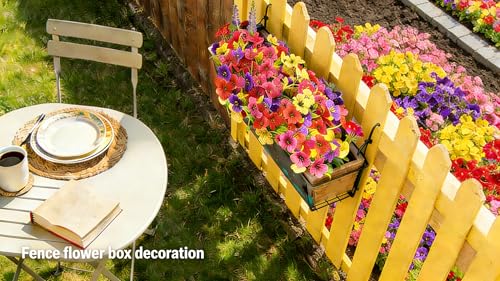 16 Bundles Summer Artificial Flowers Bundies Bulk UV Fake Flowers for Garden Pots Yard Outdoor Porch Home Decor, Colorful Faux Wildflowers Plastic Plant for Outside - color: A - Mix Colors