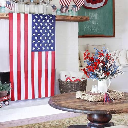 ONLY ART Red White Blue Silk Baby’s Breath Flowers – 6 Bundles, 18.7" Faux Florals with Flexible Stems for New Year and Valentine's Day Elegant Home, Wedding & Event Décor - color: Red White Blue