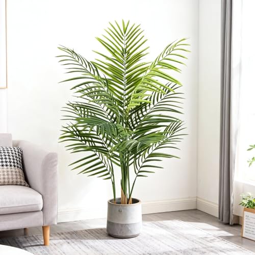Artificial Palm Tree Indoor 4ft, Large Fake Tropical Areca Palm Tree with 13 Trunks, Faux Dypsis Lutescens Floor Plant in Pot for Indoor Outdoor Home Office Decor & Housewarming Gift - size: 4ft