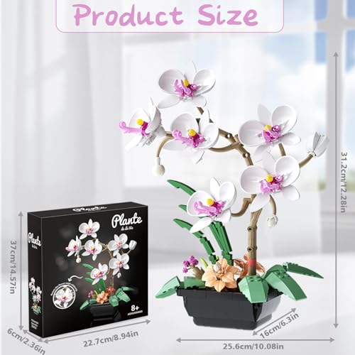 Orchid Flower Building Block Set, Orchid Botanical Collection for Home & Office Decor, Artificial Flowers Plant Gifts for Adults Valentine's Day, Mothers Day, Birthday 581pcs