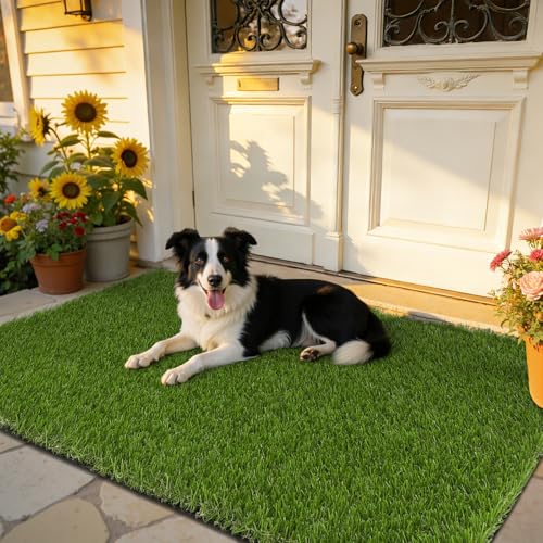 HEBE Artificial Grass Turf Mat 3'x5', Fake Grass Pee Pad for Potty Training,Washable Reusable Turf Carpet Dog Grass Patch for Dogs Potty, Lawn, Balcony, Indoor Outdoor - size: 35"x59"